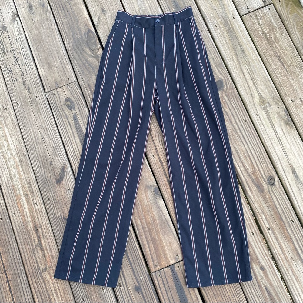 Urban Outfitters Navy Pinstripe Wide-Leg Pants
